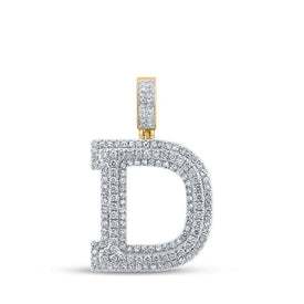 14kt Yellow Gold Men's Diamond D Initial Letter Charm Pendant - 1-7/8 Cttw - Top View