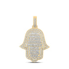 14kt Yellow Gold Men's Diamond Hamsa Charm Pendant - 5-3/8 Cttw - Top View