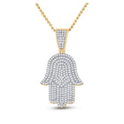 14kt Yellow Gold Men's Diamond Hamsa Hand Charm Pendant - 3/4 Cttw - Top View