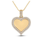 14kt Yellow Gold Men's Round Diamond Heart Picture Memory Pendant - 2-1/2 Cttw - Top View