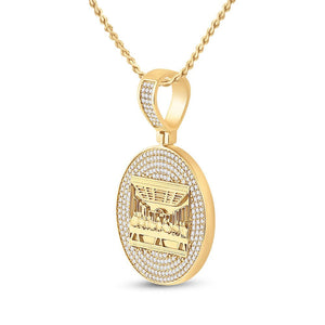 Men's Diamond Charm Pendant | 14kt Yellow Gold Mens Round Diamond Last Supper Charm Pendant 3-1/4 Cttw | Splendid Jewellery GND