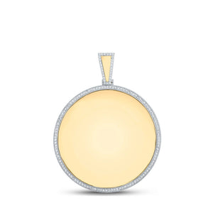 Men's Diamond Charm Pendant | 14kt Yellow Gold Mens Round Diamond Memory Circle Charm Pendant 1 Cttw | Splendid Jewellery GND