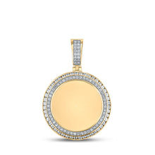 Load image into Gallery viewer, 14kt Yellow Gold Men&#39;s Round Diamond Memory Circle Charm Pendant - 3-1/3 Cttw - Top View