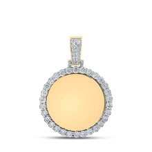 Load image into Gallery viewer, 14kt Yellow Gold Men&#39;s Round Diamond Memory Circle Charm Pendant - 3/4 Cttw - Top View