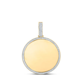 14kt Yellow Gold Men's Round Diamond Memory Circle Charm Pendant - 5 Cttw - Top View