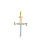 14kt Yellow Gold Men's Round Diamond Nail Cross Charm Pendant - Captivating Elegance - Top View