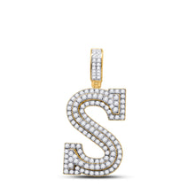 Load image into Gallery viewer, 14kt Yellow Gold Men&#39;s Round Diamond S Initial Letter Charm Pendant - 1-5/8 Cttw - Top View