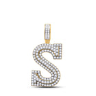 14kt Yellow Gold Men's Round Diamond S Initial Letter Charm Pendant - 1-5/8 Cttw - Top View