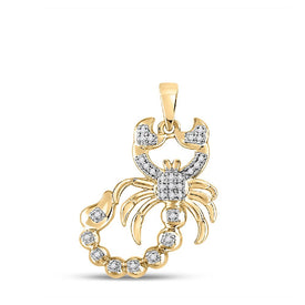 14kt Yellow Gold Men's Round Diamond Scorpion Charm Pendant 1/10 Cttw - Exquisite Jewelry - Top View