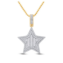 Load image into Gallery viewer, 14kt Yellow Gold Men&#39;s Round Diamond Star Charm Pendant 3/4 Cttw - Top View