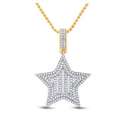 14kt Yellow Gold Men's Round Diamond Star Charm Pendant 3/4 Cttw - Top View