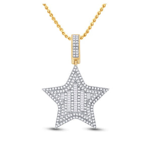 Men's Diamond Charm Pendant | 14kt Yellow Gold Mens Round Diamond Star Charm Pendant 3/4 Cttw | Splendid Jewellery GND