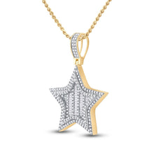 Load image into Gallery viewer, 14kt Yellow Gold Men&#39;s Round Diamond Star Charm Pendant 3/4 Cttw - Side View
