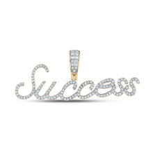 Load image into Gallery viewer, 14kt Yellow Gold Men&#39;s Round Diamond SUCCESS Charm Pendant 1/2 Cttw - Top View