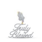 14kt Yellow Gold Men's Round Diamond "Truly Blessed" Charm Pendant - 1 Cttw - Top View