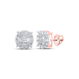 10kt Rose Gold Baguette Diamond Cluster Earrings for Men - 5/8 Cttw | Splendid Jewellery - Alternate view 1 from Splendid Jewellery
