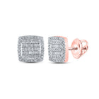 10kt Rose Gold Baguette and Round Diamond Square Earrings - 3/8 Cttw - Alternate view 1 from Splendid Jewellery