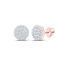 Load image into Gallery viewer, 10kt Rose Gold Men&#39;s Round Diamond Cluster Earrings - Captivating Brilliance - Alternate view 1 from Splendid Jewellery