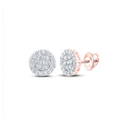 10kt Rose Gold Men's Round Diamond Cluster Earrings - Exquisite Brilliance - Alternate view 1 from Splendid Jewellery