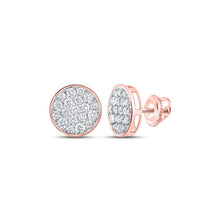 Load image into Gallery viewer, 10kt Rose Gold Men&#39;s Round Diamond Cluster Earrings - 1 Cttw | Dazzling Brilliance - Alternate view 1 from Splendid Jewellery