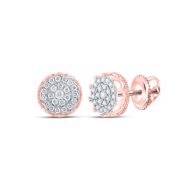 10kt Rose Gold Men's Round Diamond Cluster Earrings - 1 Cttw | Dazzling Brilliance - Alternate view 1 from Splendid Jewellery