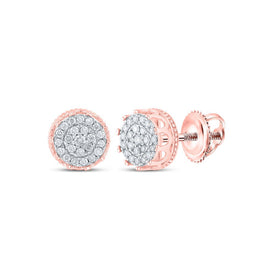 10kt Rose Gold Round Diamond Cluster Earrings for Men - 1/2 Cttw | Splendid Jewellery - Alternate view 1 from Splendid Jewellery