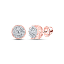 10kt Rose Gold Men's Round Diamond Cluster Earrings - A Dazzling Statement of Style and Sophistication - Alternate view 1 from Splendid Jewellery