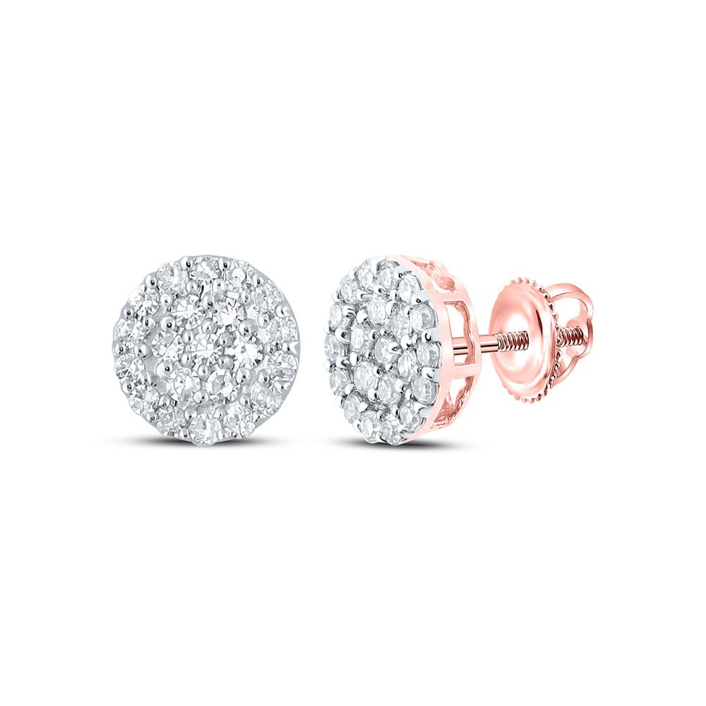 Men's Diamond Earrings | 10kt Rose Gold Mens Round Diamond Cluster Earrings 1/4 Cttw | Splendid Jewellery GND