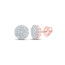Load image into Gallery viewer, 10kt Rose Gold Men&#39;s Round Diamond Cluster Earrings - Exquisite Brilliance - Alternate view 1 from Splendid Jewellery