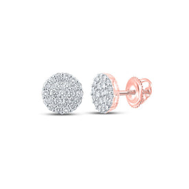 10kt Rose Gold Men's Round Diamond Cluster Earrings - Exquisite Brilliance - Alternate view 1 from Splendid Jewellery