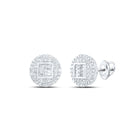 10kt White Gold Baguette and Round Diamond Cluster Earrings for Men - 1/2 Cttw - Alternate view 1 from Splendid Jewellery