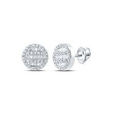 Load image into Gallery viewer, 10kt White Gold Baguette Diamond Circle Cluster Earrings - 1/3 Cttw | Dazzling Men&#39;s Diamond Earrings - Alternate view 1 from Splendid Jewellery