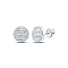 10kt White Gold Baguette Diamond Circle Cluster Earrings - 1/3 Cttw | Dazzling Men's Diamond Earrings - Alternate view 1 from Splendid Jewellery