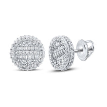 Load image into Gallery viewer, 10kt White Gold Baguette and Round Diamond Circle Earrings - 1/2 Cttw - Alternate view 1 from Splendid Jewellery