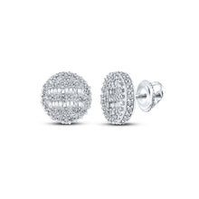 Load image into Gallery viewer, 10kt White Gold Baguette and Round Diamond Circle Earrings - 3/4 Cttw - Alternate view 1 from Splendid Jewellery
