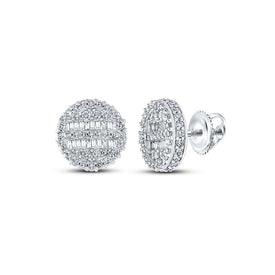 10kt White Gold Baguette and Round Diamond Circle Earrings - 3/4 Cttw - Alternate view 1 from Splendid Jewellery