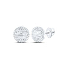 10kt White Gold Baguette and Round Diamond Circle Earrings for Men - 5/8 Cttw - Alternate view 1 from Splendid Jewellery