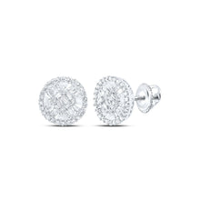 Load image into Gallery viewer, Elegant 10kt White Gold Baguette Diamond Circle Earrings for Men - 5/8 Cttw - Alternate view 1 from Splendid Jewellery