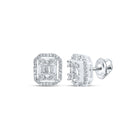 10kt White Gold Baguette and Round Diamond Cluster Earrings - 1/2 Cttw - Alternate view 1 from Splendid Jewellery