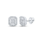 10kt White Gold Baguette and Round Diamond Cluster Earrings for Men - 1/4 Cttw - Alternate view 1 from Splendid Jewellery
