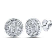 Load image into Gallery viewer, 10kt White Gold Baguette and Round Diamond Circle Earrings - 1/2 Cttw - Alternate view 1 from Splendid Jewellery