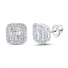 Load image into Gallery viewer, 10kt White Gold Men&#39;s Baguette Diamond Square Earrings 1/2 Cttw | Exquisite Brilliance - Alternate view 1 from Splendid Jewellery