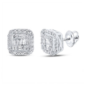 10kt White Gold Men's Baguette Diamond Square Earrings 1/2 Cttw | Exquisite Brilliance - Alternate view 1 from Splendid Jewellery
