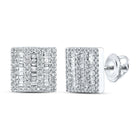 10kt White Gold Baguette and Round Diamond Square Earrings - 1/2 Cttw - Alternate view 1 from Splendid Jewellery