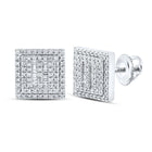 10kt White Gold Baguette and Round Diamond Square Earrings - 1/2 Cttw - Alternate view 1 from Splendid Jewellery
