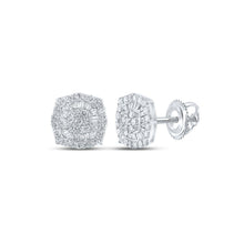Load image into Gallery viewer, 10kt White Gold Baguette and Round Diamond Square Earrings for Men - 3/4 Cttw - Alternate view 1 from Splendid Jewellery