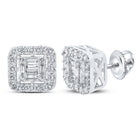 10kt White Gold Baguette and Round Diamond Square Earrings - 5/8 Cttw - Alternate view 1 from Splendid Jewellery