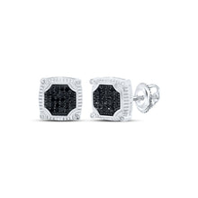 Load image into Gallery viewer, 10kt White Gold Men&#39;s Square Black Diamond Earrings - 1/3 Cttw | Splendid Jewellery - Alternate view 1 from Splendid Jewellery