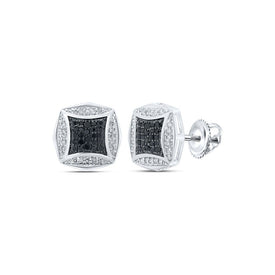 10kt White Gold Men's Square Black Diamond Earrings - 1/4 Cttw | Splendid Jewellery - Alternate view 1 from Splendid Jewellery
