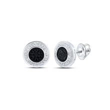 Load image into Gallery viewer, 10kt White Gold Men&#39;s Round Black Diamond Circle Earrings - 1/4 Cttw | Splendid Jewellery - Alternate view 1 from Splendid Jewellery